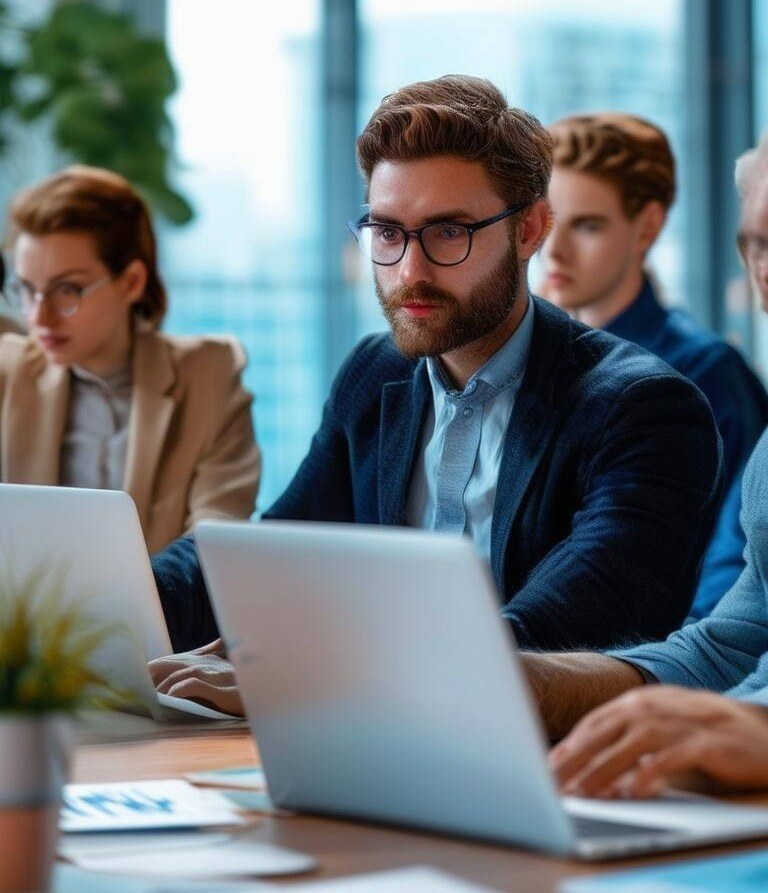working in finance in an office with others-1